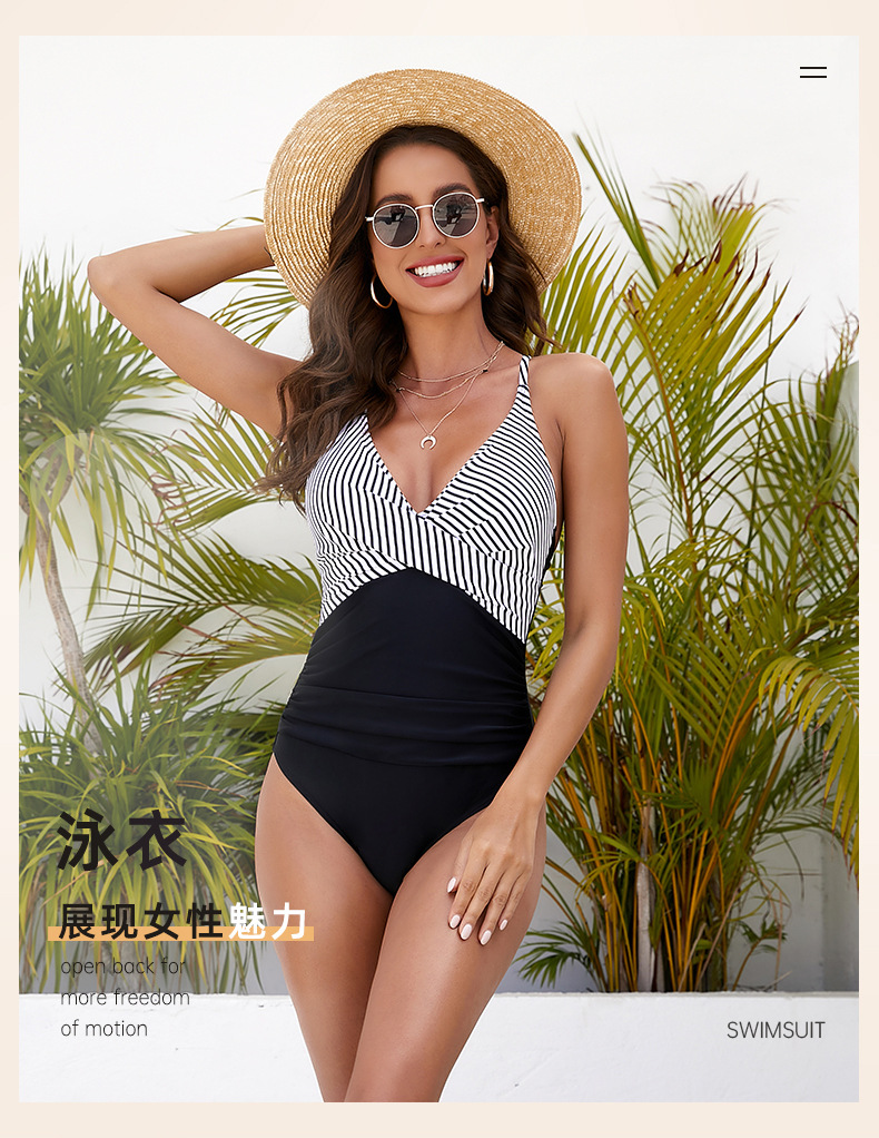 Женская One Piece Купальники Сексуальный V-образным вырезом Colorblock Спинки Купальный костюм